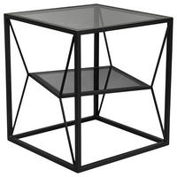 BEISTELLTISCH 40/40/45 cm Grau, Schwarz quadratisch  - Schwarz/Grau, Design, Glas/Metall (40/40/45cm) - Landscape
