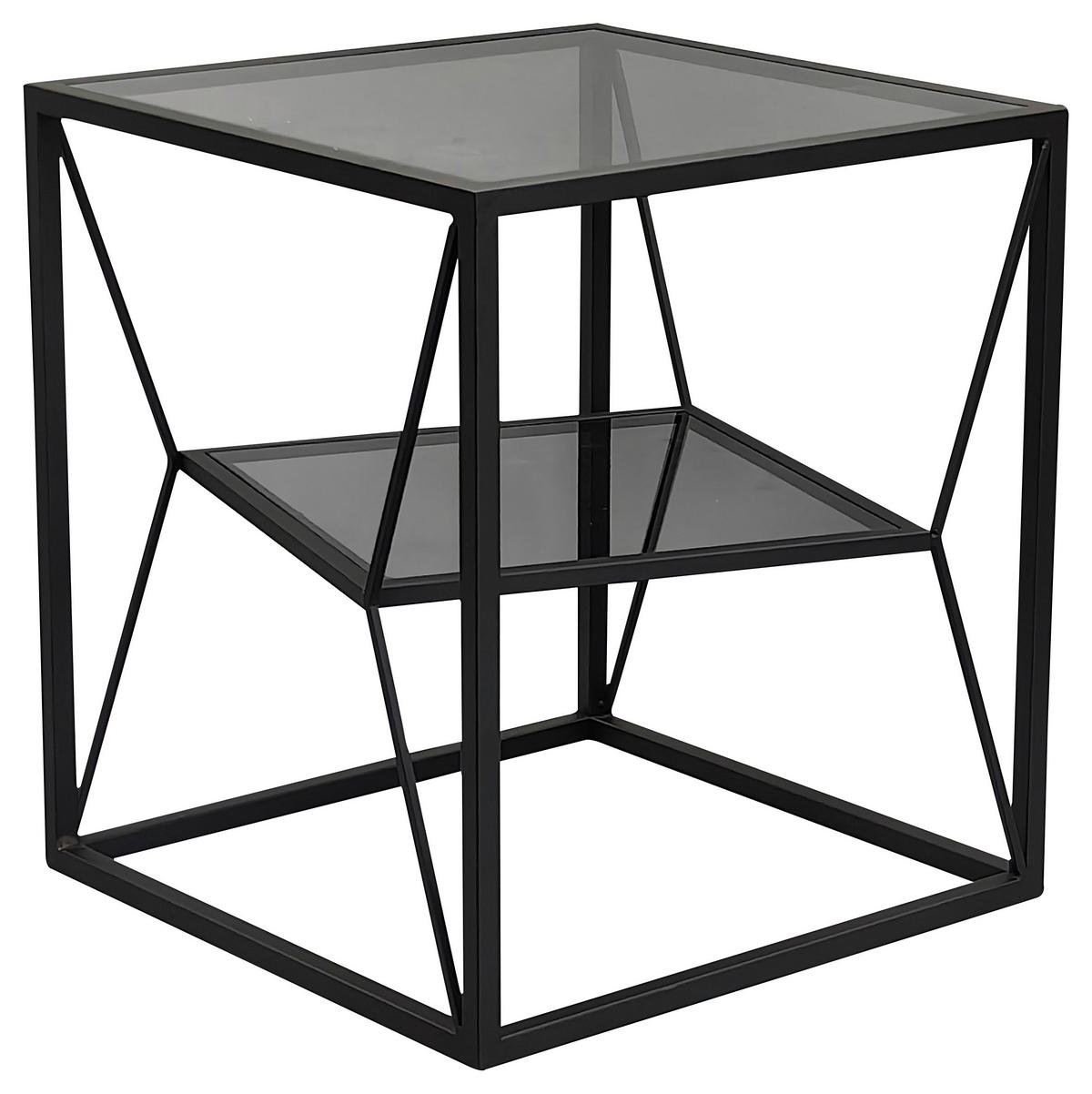 BEISTELLTISCH 40/40/45 cm Grau, Schwarz quadratisch  - Schwarz/Grau, Design, Glas/Metall (40/40/45cm) - Landscape