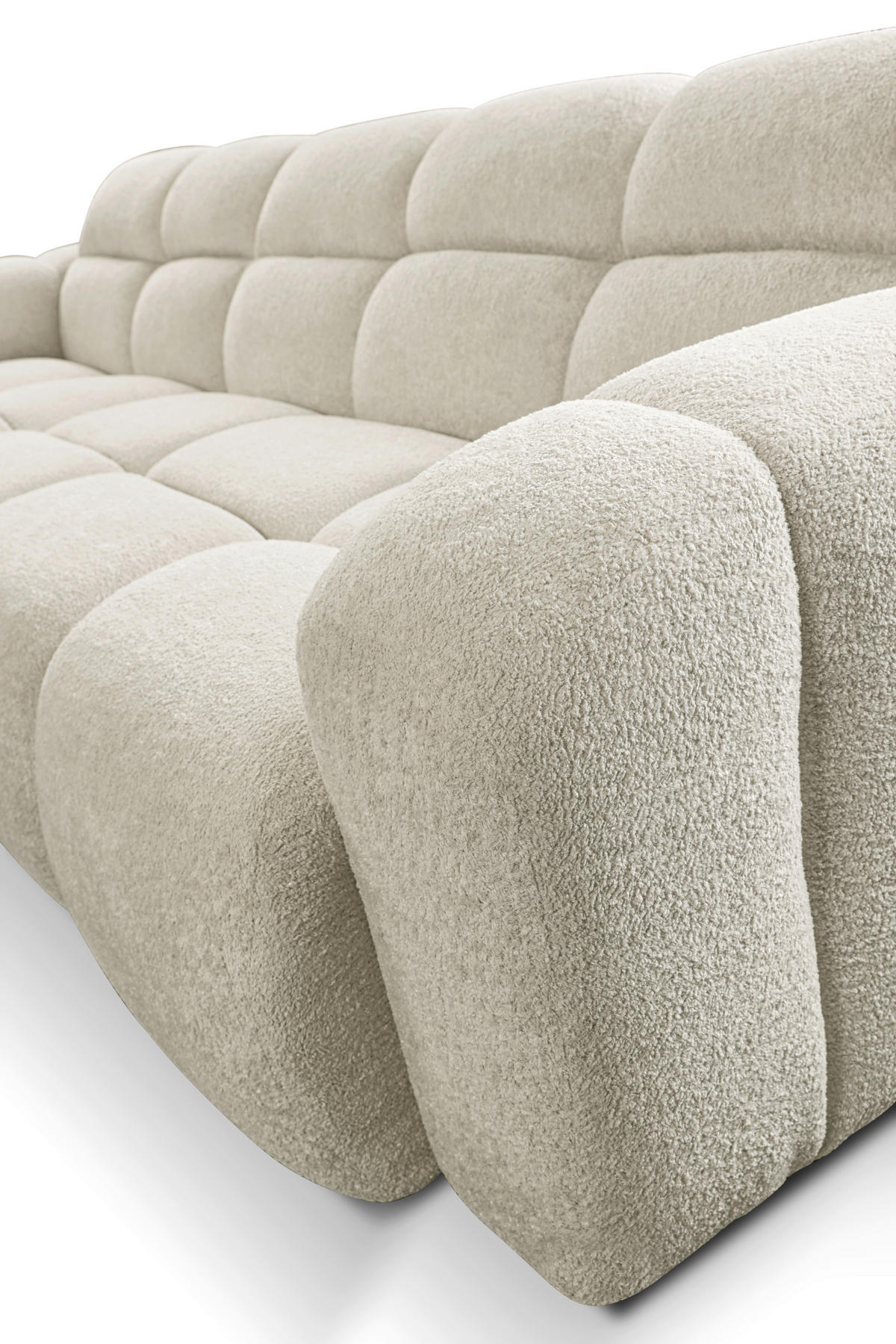 ECKSOFA VENTO Creme Bouclé  - Creme/Schwarz, Design, Kunststoff/Textil (175/255cm) - MID.YOU