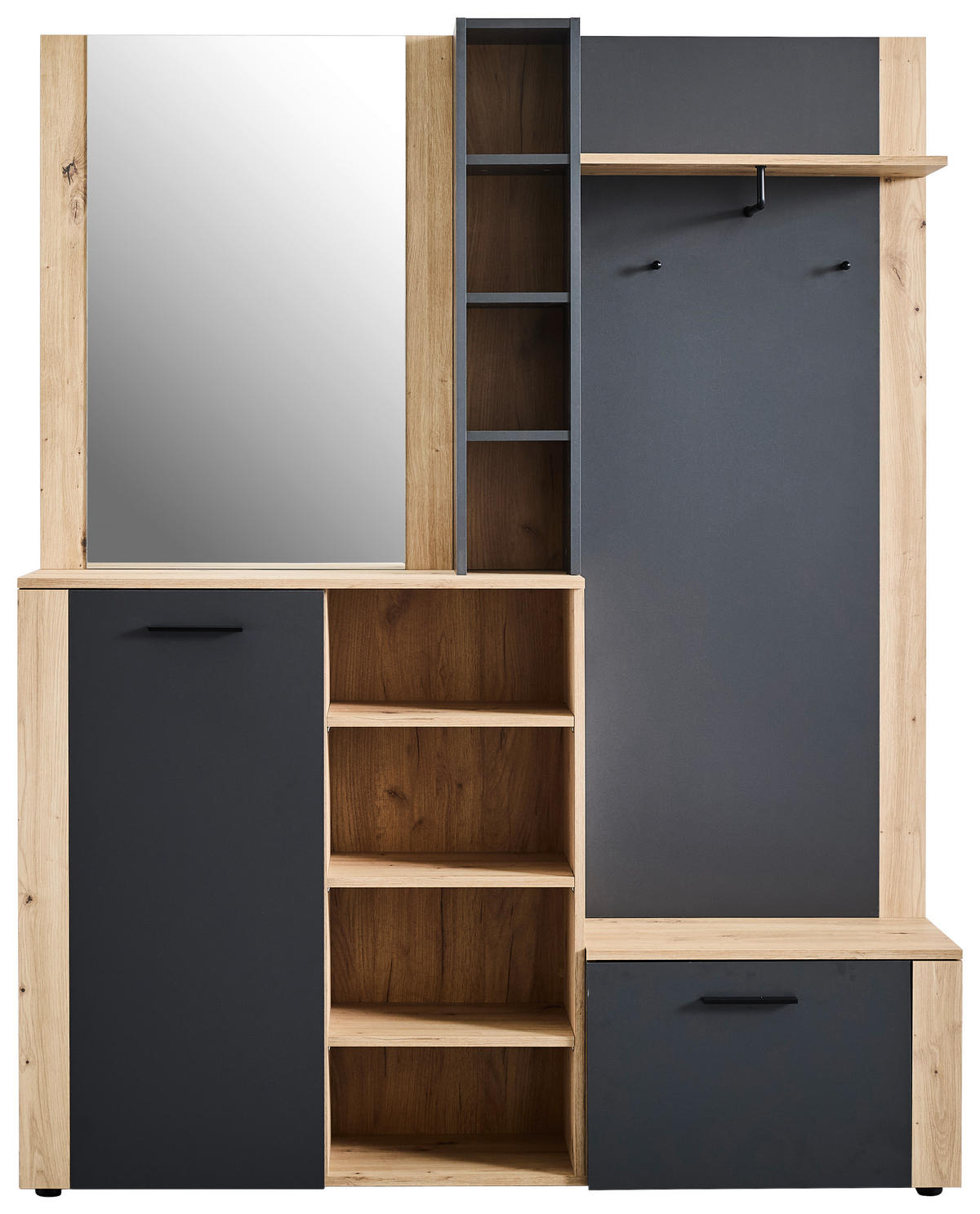 GARDEROBE 4-teilig  in 150/190/32 cm  - Anthrazit/Eiche Artisan, Design, Glas/Holzwerkstoff (150/190/32cm) - MID.YOU