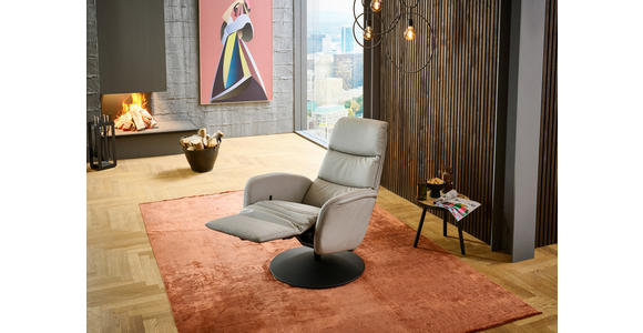 RELAXSESSEL in Leder Greige  - Greige/Schwarz, Design, Leder/Metall (76/108/86cm) - Dieter Knoll
