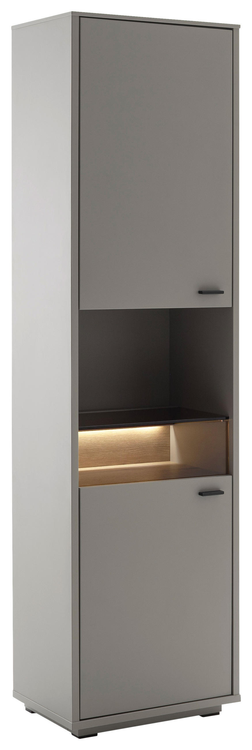 VITRINA 55/200/37 cm   - siva/boje hrasta, Design, staklo/drvni materijal (55/200/37cm) - Stylife