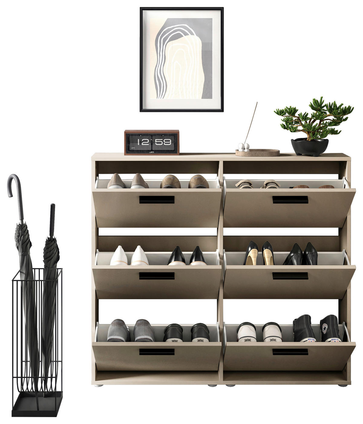 SCHUHKIPPER  in 116/103/17 cm  - Kaschmir/Schwarz, Design, Holzwerkstoff/Kunststoff (116/103/17cm) - Carryhome
