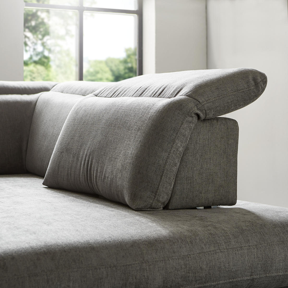 ECKSOFA in Webstoff Grau  - Schwarz/Grau, Design, Textil/Metall (293/197cm) - Stylife
