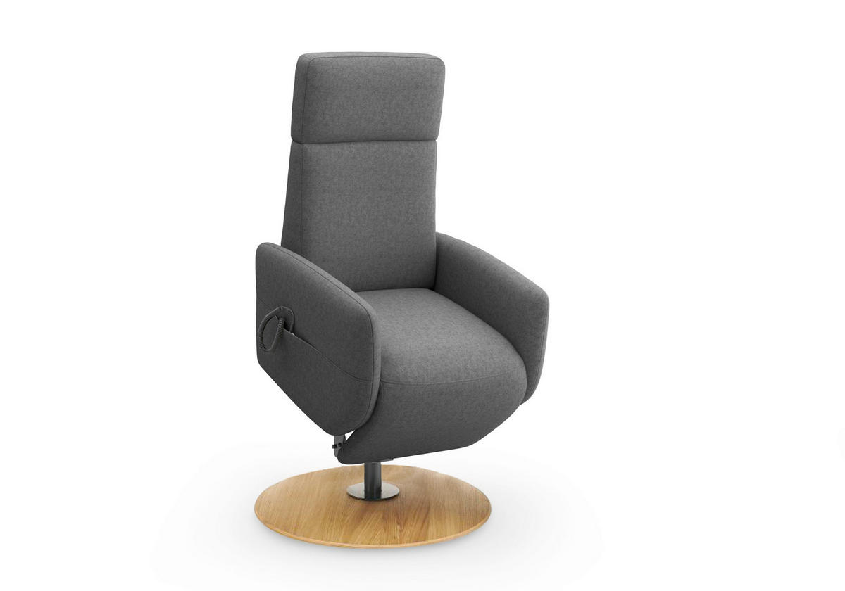 RELAXSESSEL in Textil Dunkelgrau  - Eichefarben/Dunkelgrau, KONVENTIONELL, Holz/Textil (71/110/82cm) - Sit & More