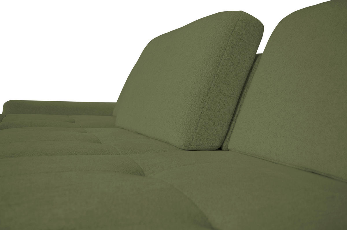 ECKSOFA ALMA in Chenille Grün  191/285 cm  - Schwarz/Grün, Design, Textil/Metall (191/285cm) - Livetastic