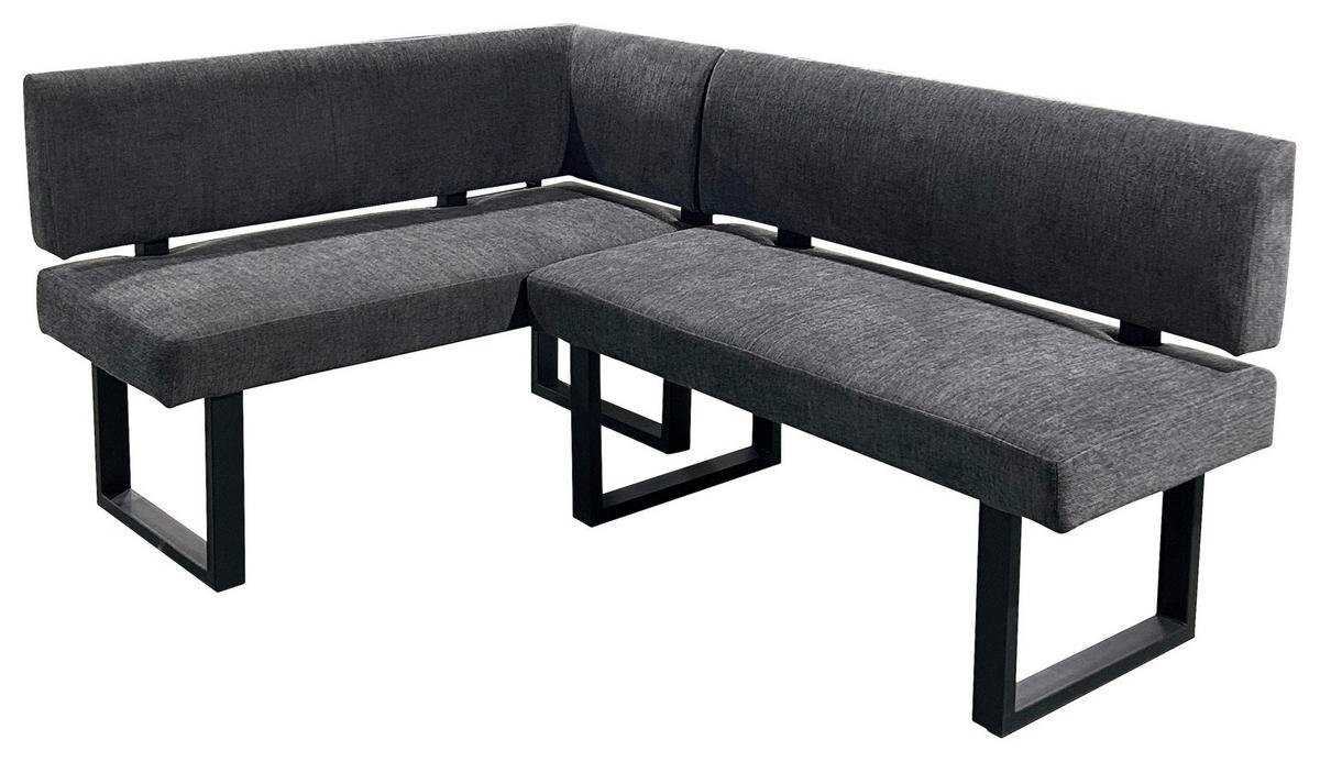ECKBANK 125/181,5 cm Webstoff Grau, Schwarz   - Anthrazit/Schwarz, Design, Textil/Metall (125/181,5cm) - MID.YOU