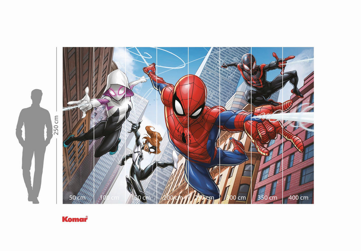 FOTOTAPETE SPIDER-MAN SWINGING CREW  - Naturfarben, Design, Textil (400/250cm) - Marvel