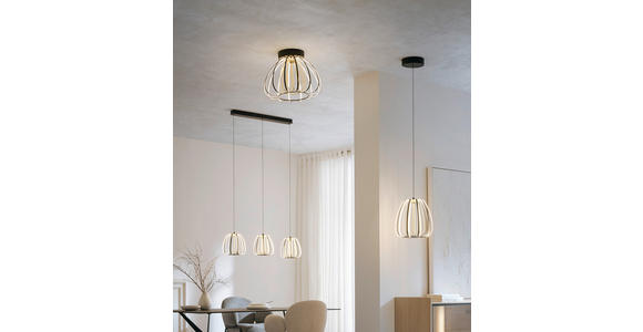 LED-DECKENLEUCHTE 44,5/33 cm   - Goldfarben/Schwarz, Design, Glas/Kunststoff (44,5/33cm) - Novel