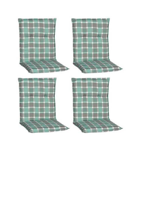 SADA VANKÚŠOV PRE STOLIČKU 4ks, 100/50/6 cm - sivá/tyrkysová, Basics, textil (100/50/6cm)