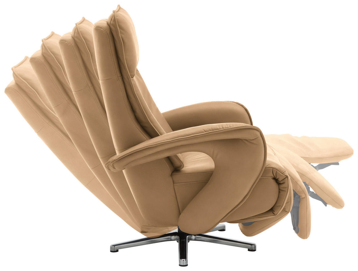 RELAXSESSEL in Leder Honig  - Chromfarben/Honig, Design, Leder/Metall (77/110/87cm) - Valdera