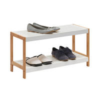 SCHUHREGAL Bambus massiv Braun, Weiß  - Braun/Weiß, Design, Holz/Holzwerkstoff (70/36/26cm) - Xora