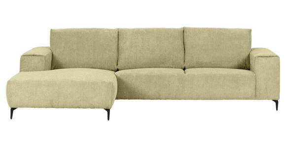 ECKSOFA in Cord Hellgrün  170/285 cm  - Schwarz/Hellgrün, KONVENTIONELL, Textil/Metall (170/285cm) - Carryhome