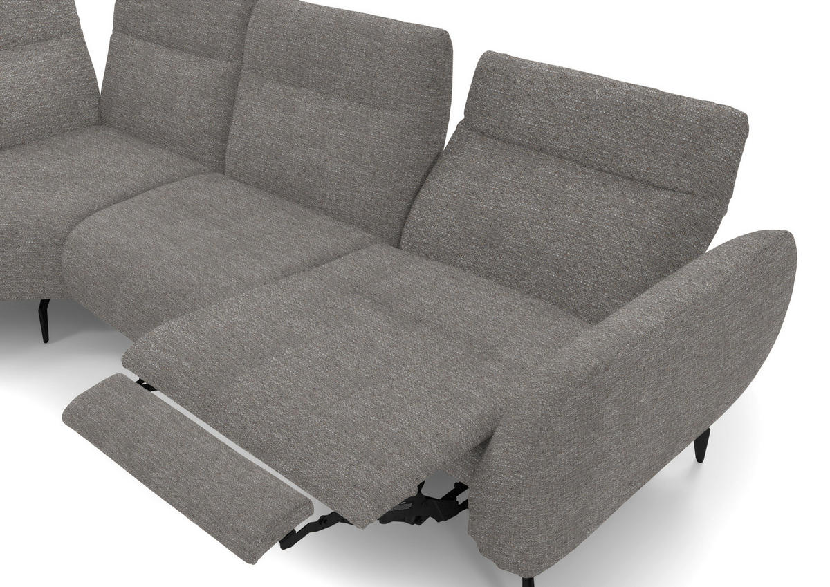 ECKSOFA in Webstoff Hellgrau  223/290 cm  - Hellgrau/Schwarz, Design, Textil/Metall (223/290cm) - Moderano