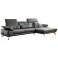 ECKSOFA Rivello Anthrazit Echtleder  - Anthrazit/Schwarz, Design, Leder/Metall (328/193cm) - Dieter Knoll