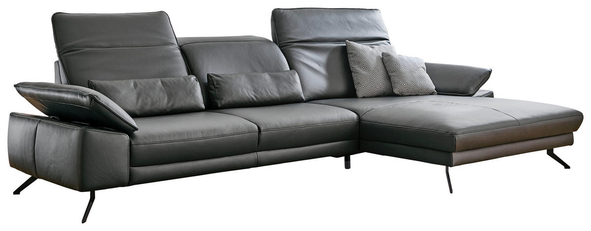 COLȚAR piele antracit  - antracit/negru, Design, metal/piele (328/193cm) - Dieter Knoll