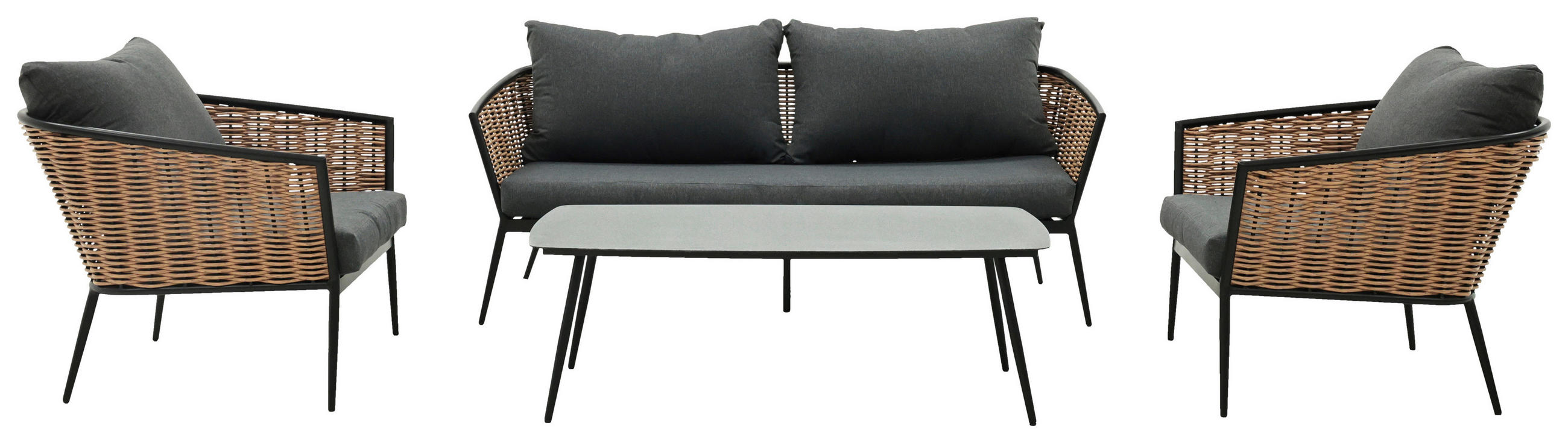 LOUNGEGARNITUR Aluminium  - Dunkelgrau/Anthrazit, MODERN, Glas/Kunststoff (88/80/192cm) - Ambia Garden