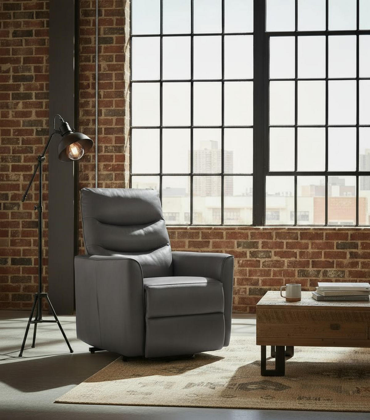 Fotoliu Pentru Televizor din textil, gri - negru/gri, Konventionell, metal/textil (76/105/88cm) - MID.YOU