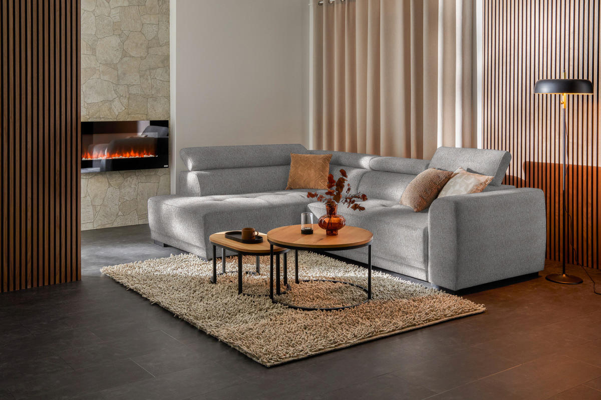 ECKSOFA in Struktur Taupe  - Taupe/Schwarz, Design, Kunststoff/Textil (205/284cm) - MID.YOU