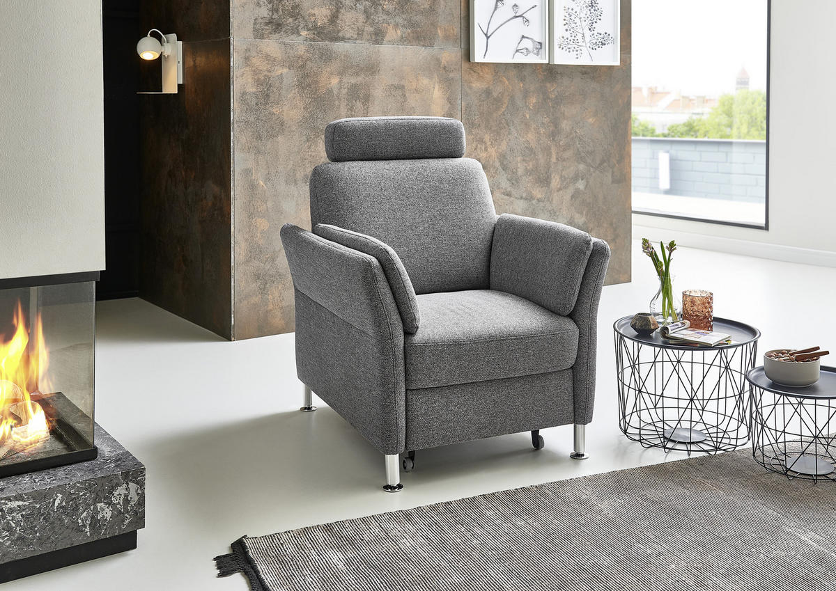 SESSEL in Flachgewebe Grau  - Chromfarben/Grau, Konventionell, Textil/Metall (86/87/93cm) - Beldomo System