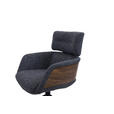 ARMLEHNSTUHL , Wippfunktion, Sitzfläche 360° drehbar, automatische Rückholfunktion , Webstoff  - Dunkelgrau/Walnussfarben, Design, Holz/Textil (62/92/66cm) - Dieter Knoll