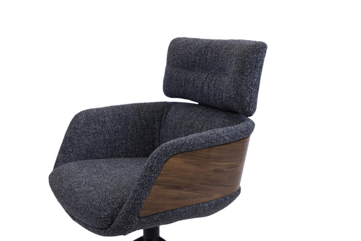 STOL MED ARMSTÖD järn vävt tyg  - mörkgrå/valnötsfärgad, Design, metall/trä (62/92/66cm) - Dieter Knoll