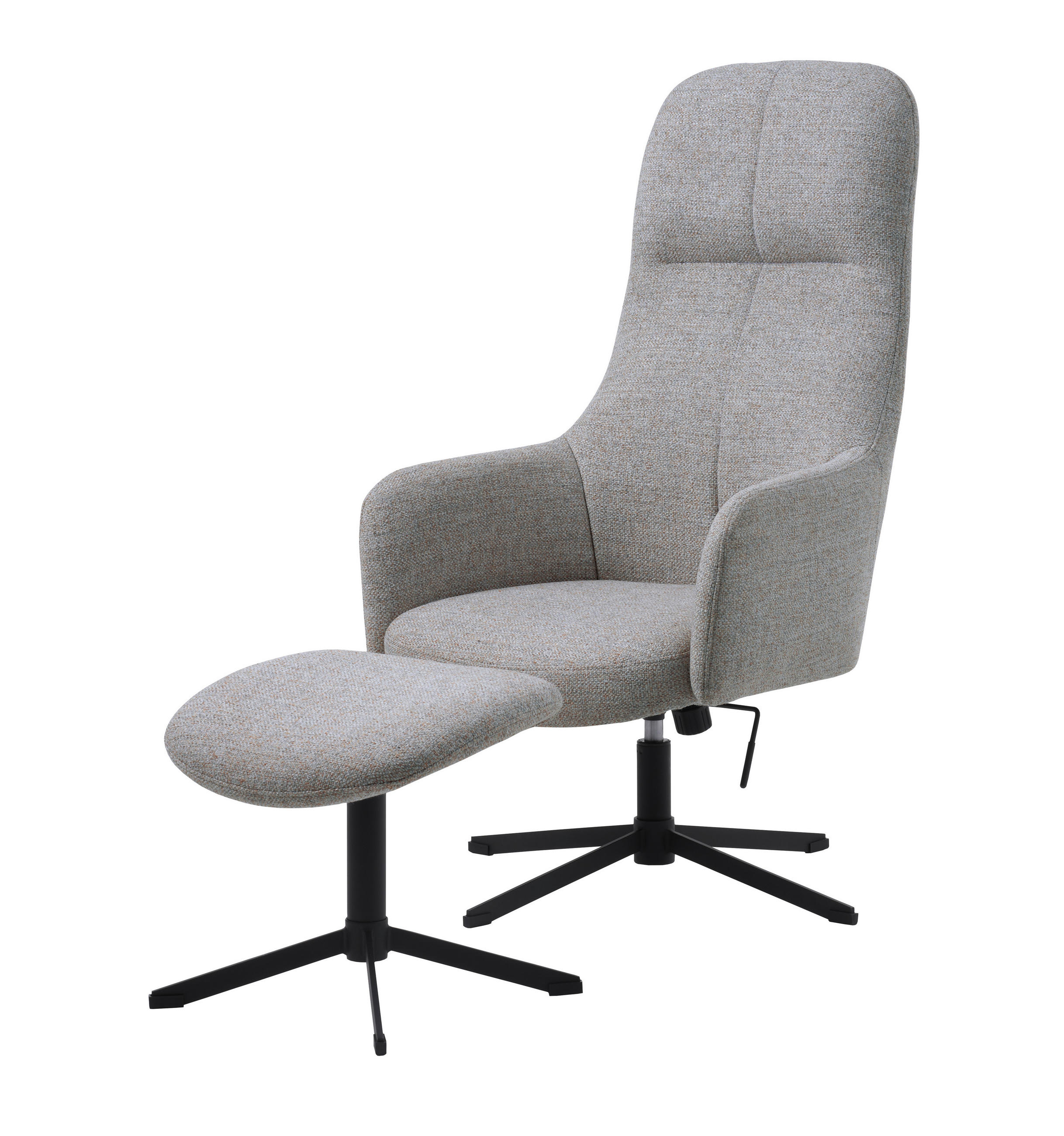 RELAXSESSELSET MANNING RECLINER & FOOTSTOOL NATURAL Chenille    - Schwarz/Grau, MODERN, Textil/Metall (67/116,5/78cm) - Livetastic