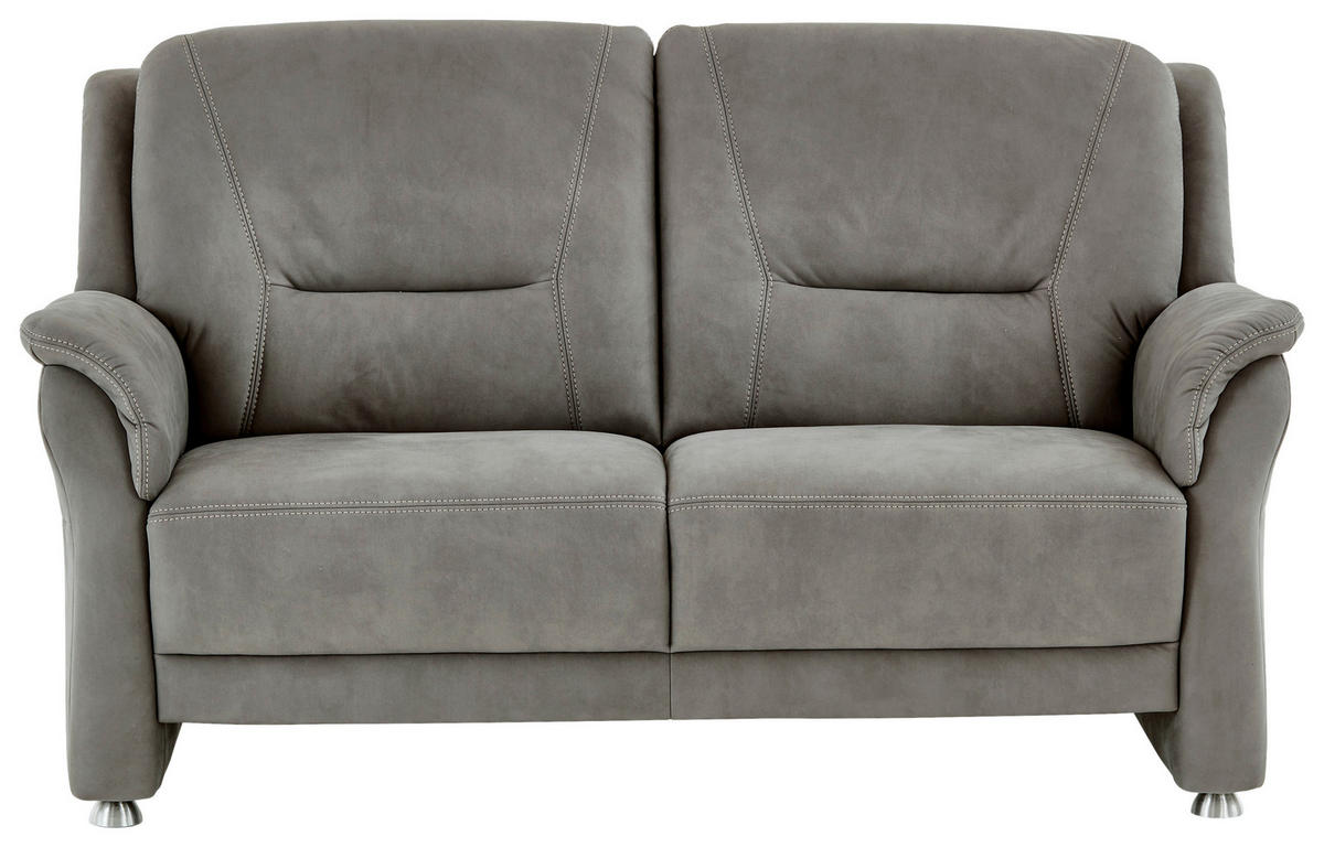 2,5-SITZER Mikrofaser Grau  - Beige/Alufarben, Konventionell, Textil/Metall (172/100/89cm) - Beldomo Comfort