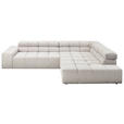 ECKSOFA in Cord Silberfarben, Hellgrau  319/215 cm  - Silberfarben/Hellgrau, Design, Kunststoff/Textil (319/215cm) - Hom`in