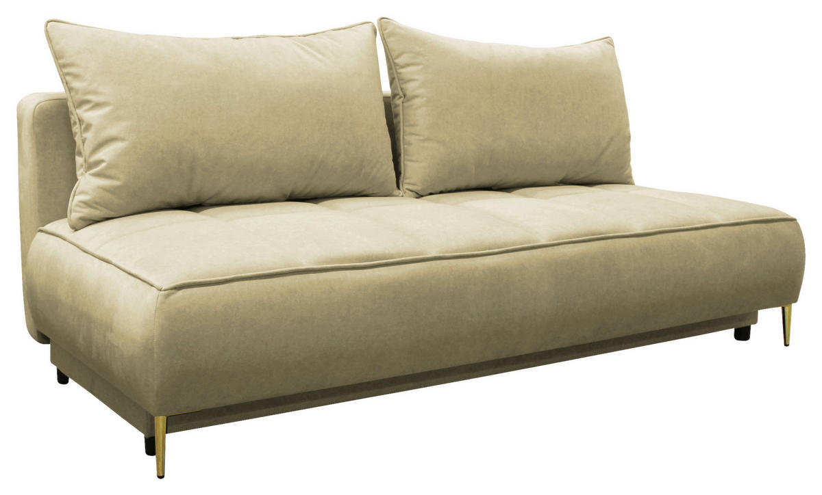 SCHLAFSOFA in Velours Beige  - Beige/Goldfarben, Design, Textil/Metall (200/90/97cm) - MID.YOU