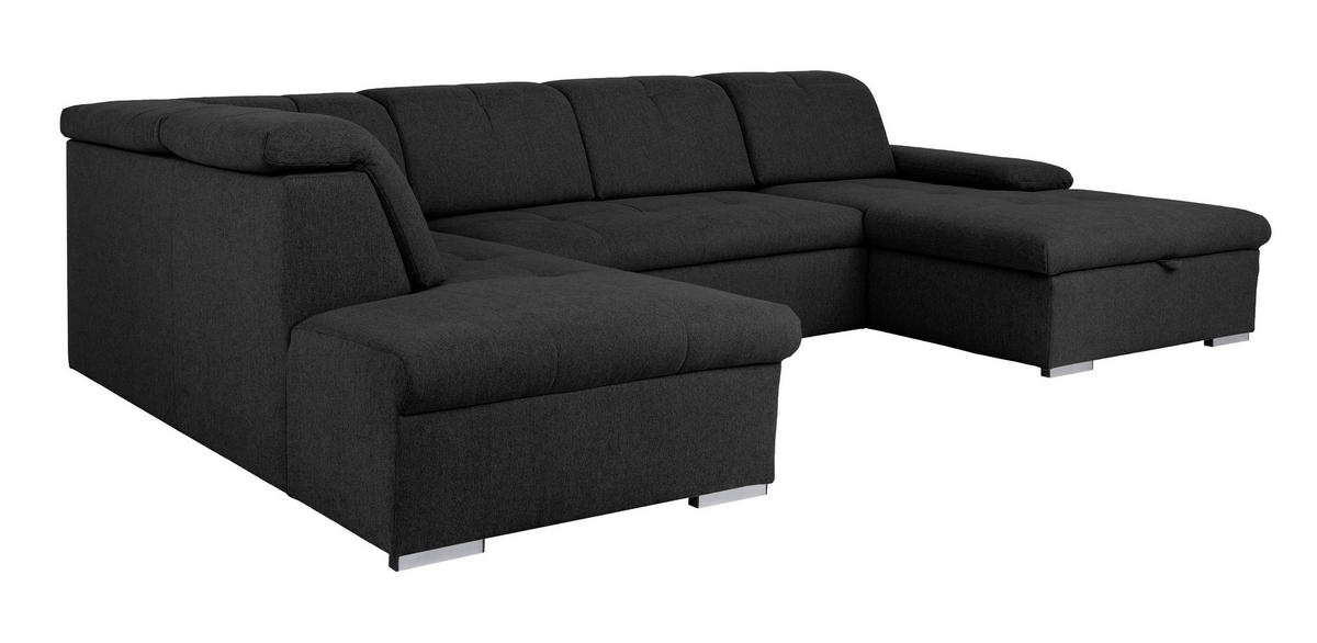 WOHNLANDSCHAFT Schwarz  - Schwarz/Grau, Design, Textil/Metall (215/328/173cm) - MID.YOU