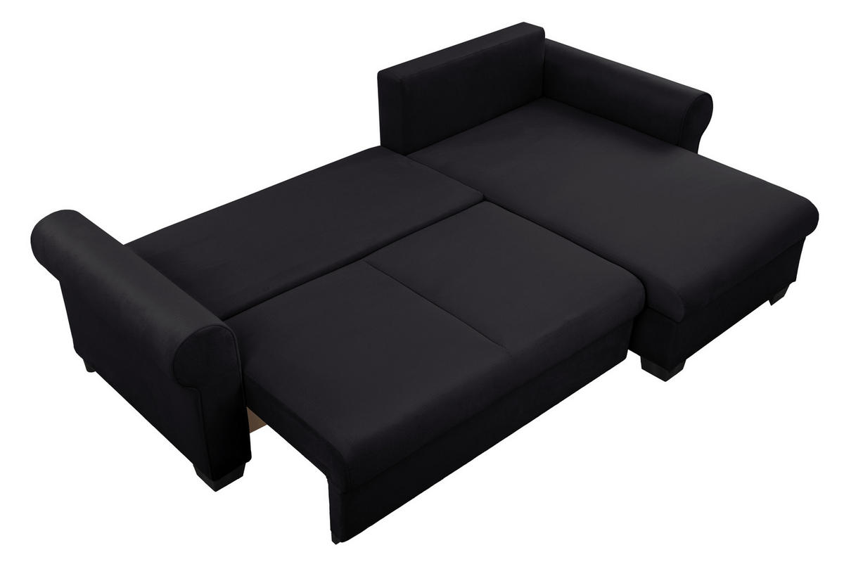 ECKSOFA in Schwarz  - Buchefarben/Schwarz, Design, Holz/Textil (266/161cm) - MID.YOU