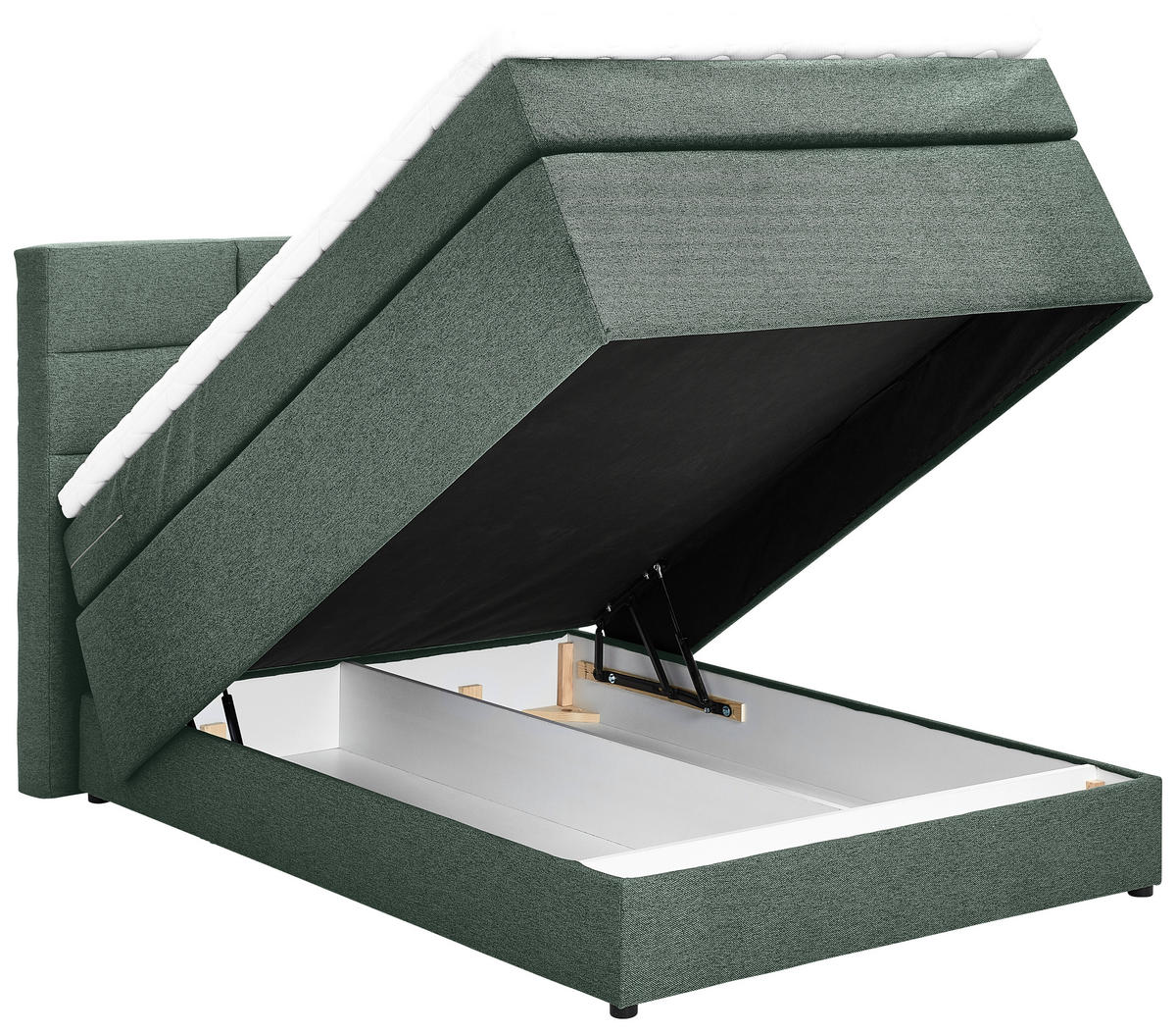 BOXSPRINGBETT 140/200 cm  in Dunkelgrün  - Dunkelgrün/Schwarz, KONVENTIONELL, Textil (140/200cm) - Carryhome