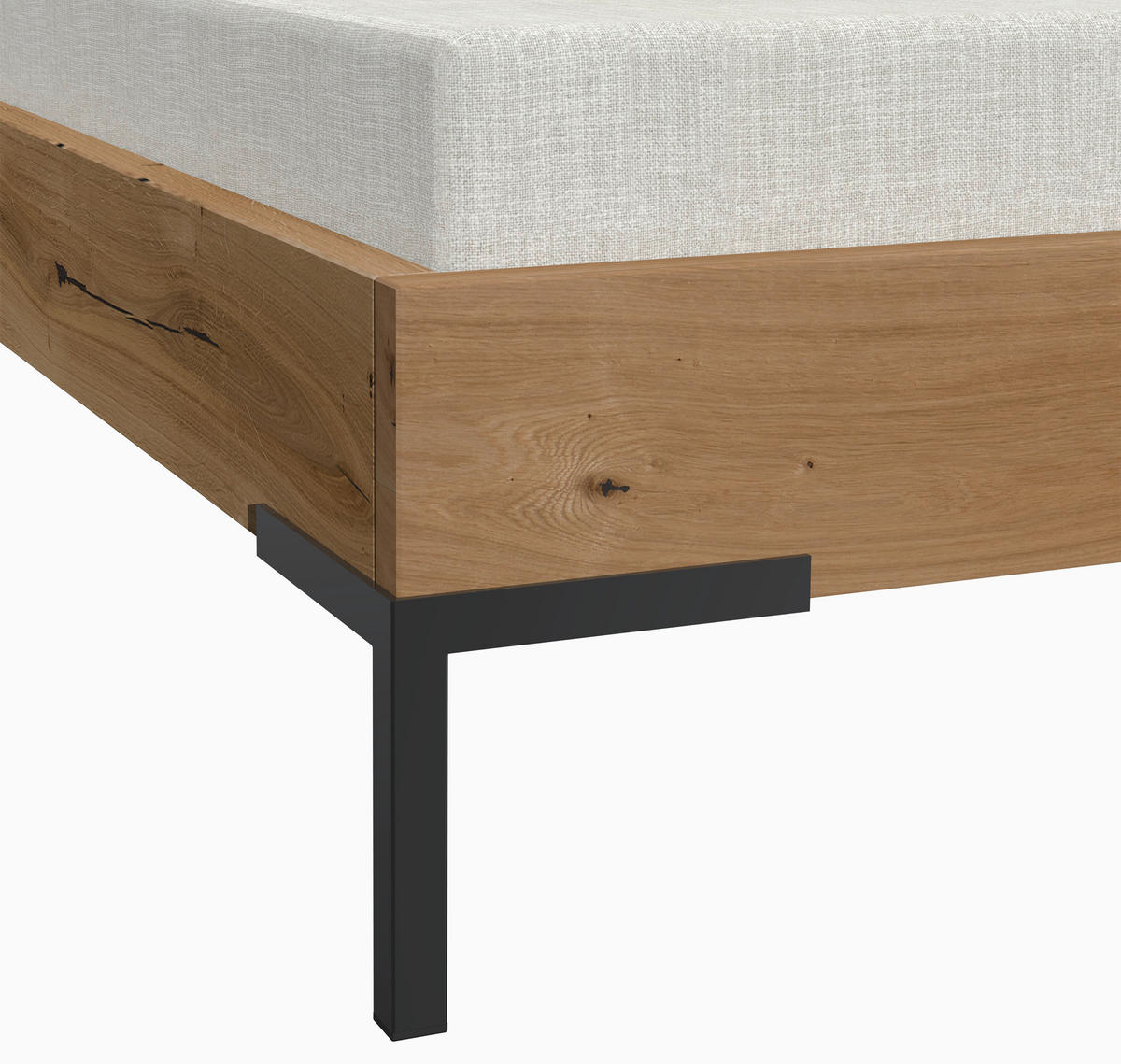 BETT 160/200 cm  in Schwarz, Wildeiche  - Wildeiche/Schwarz, MODERN, Holz/Metall (160/200cm) - Livetastic