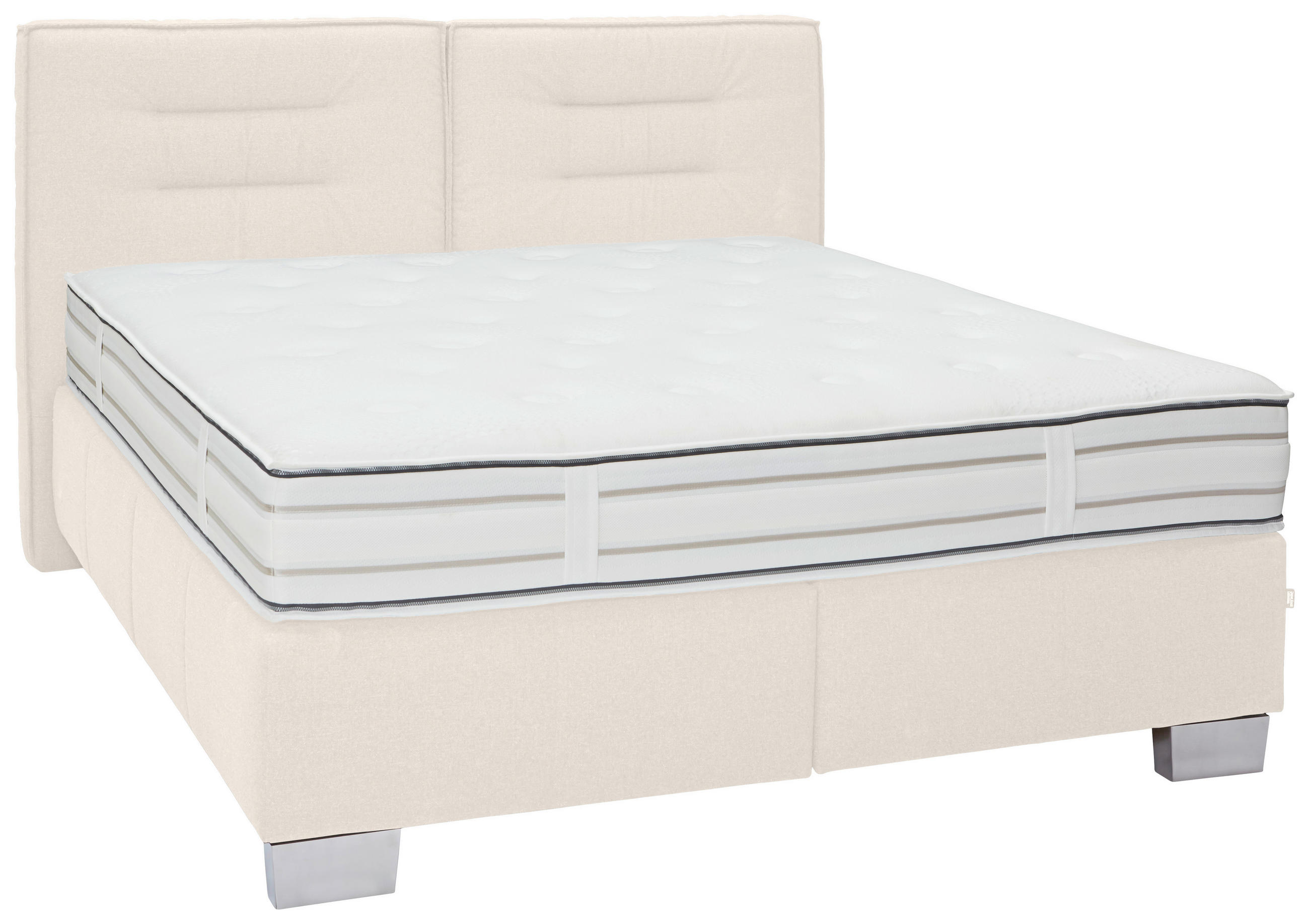 BOXSPRINGBETT 200/200 cm  in Beige  - Chromfarben/Beige, Konventionell, Textil (200/200cm) - Dieter Knoll