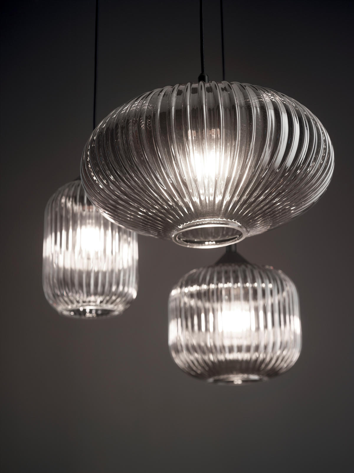 PENDELLEUCHTE 50/200 cm  - Schwarz/Grau, Design, Glas/Metall (50/200cm) - Fabas Luce