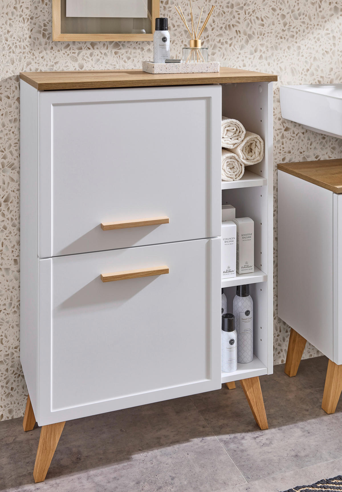 UNTERSCHRANK 60,2/76,8/32,5 cm   - Eichefarben/Weiß, KONVENTIONELL, Glas/Holz (60,2/76,8/32,5cm) - Xora