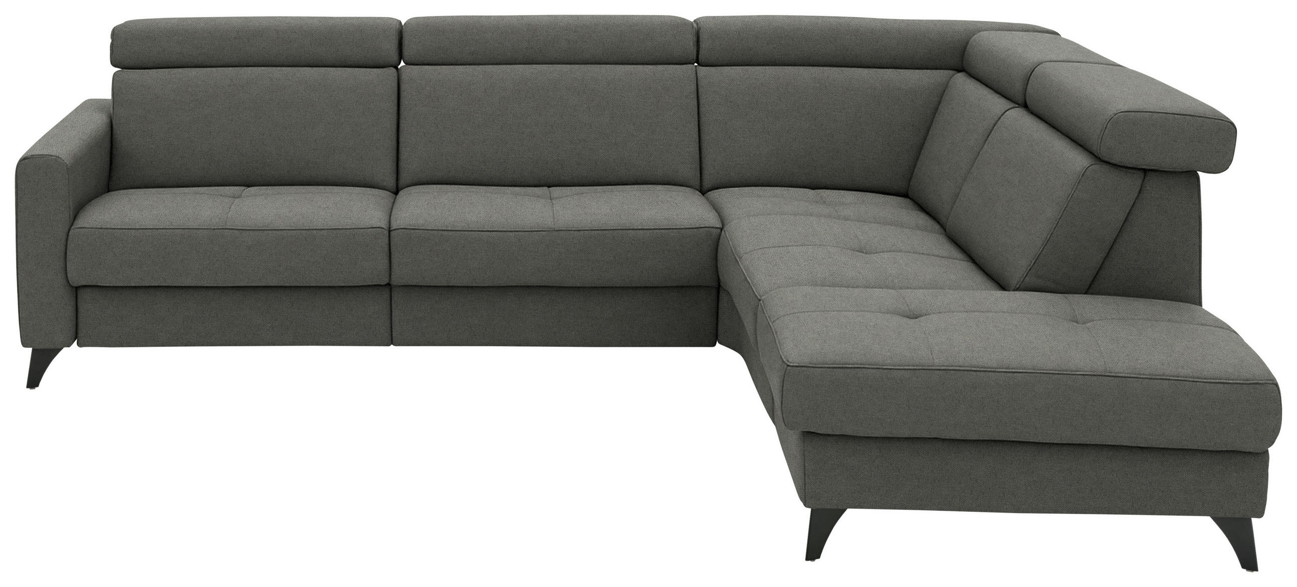 ECKSOFA Beldomo System in Flachgewebe Dunkelgrau  276/214 cm  - Dunkelgrau/Schwarz, KONVENTIONELL, Textil/Metall (276/214cm) - Beldomo System
