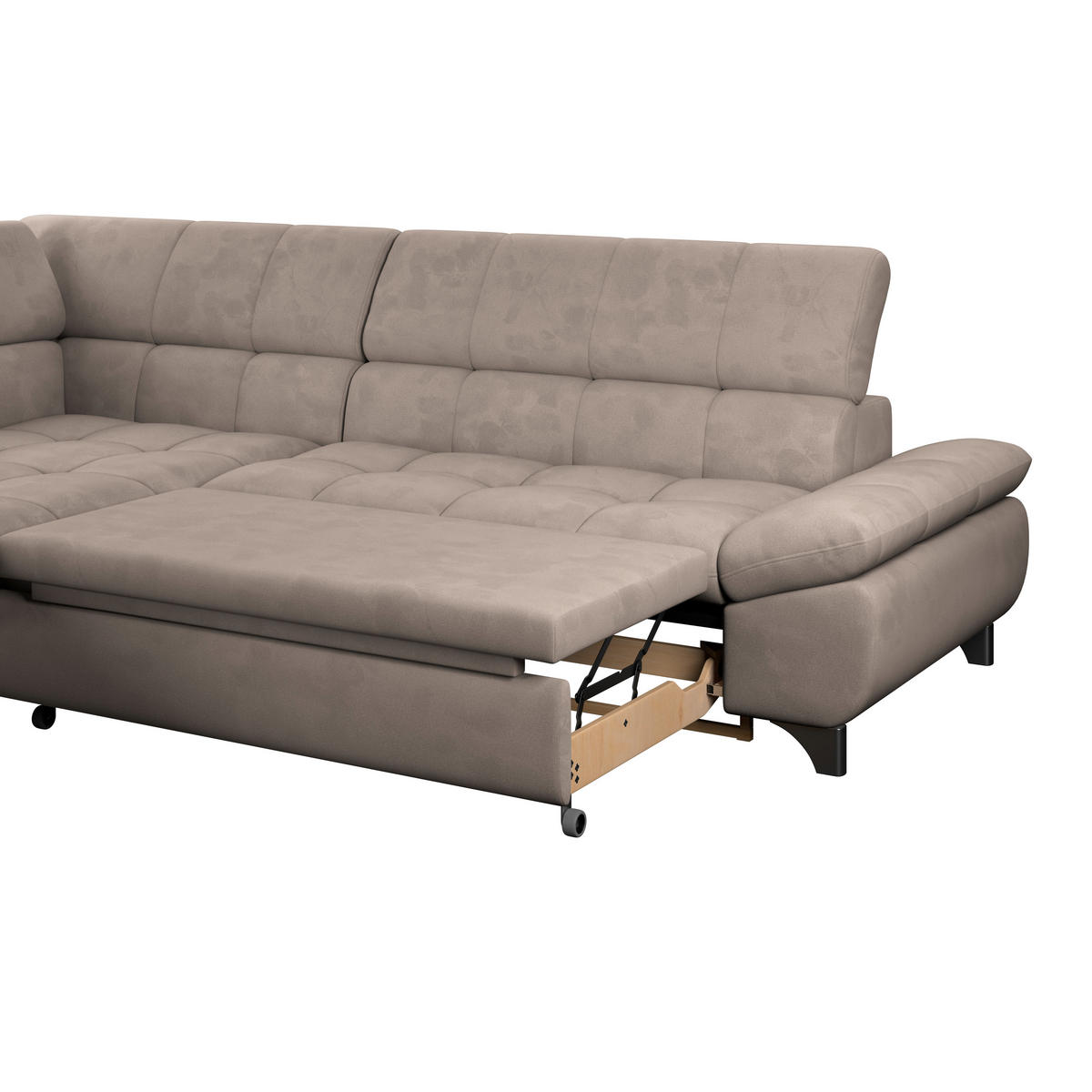 ECKSOFA Beige Chenille  - Chromfarben/Beige, KONVENTIONELL, Textil/Metall (234/312cm) - Livetastic