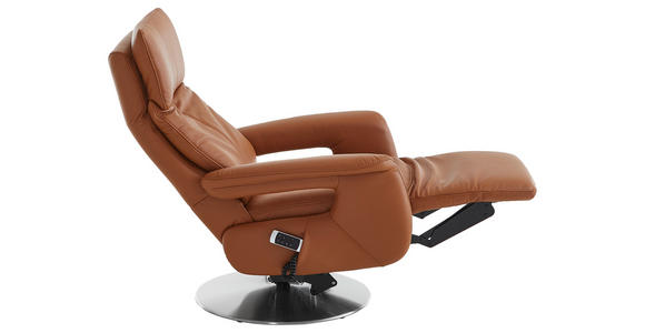 RELAXSESSEL in Leder Braun - Edelstahlfarben/Braun, Design, Leder/Metall (78/112/85cm) - Cantus