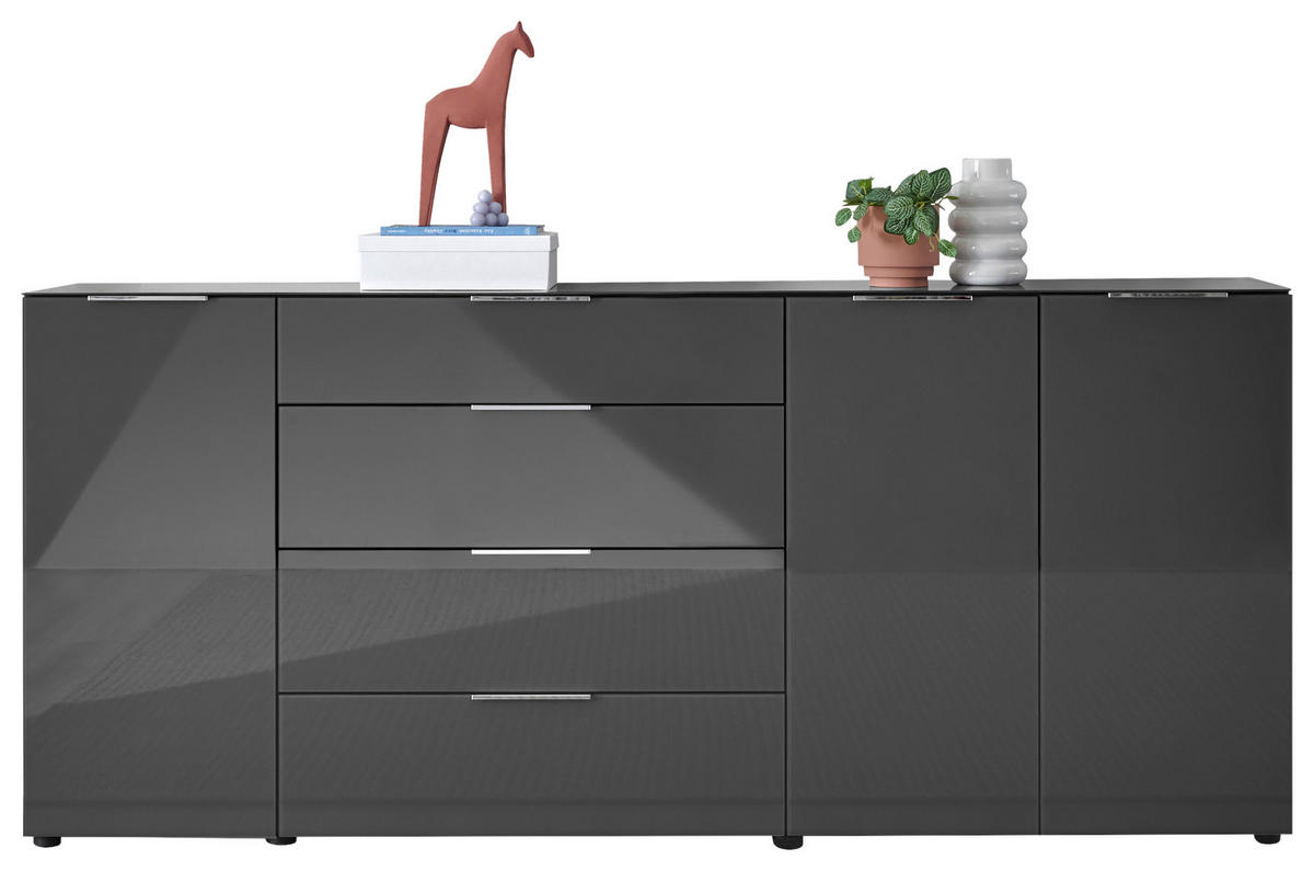 KOMODA, antracit  - barve kroma/črna, Moderno, kovina/umetna masa (226/99/40cm) - MID.YOU