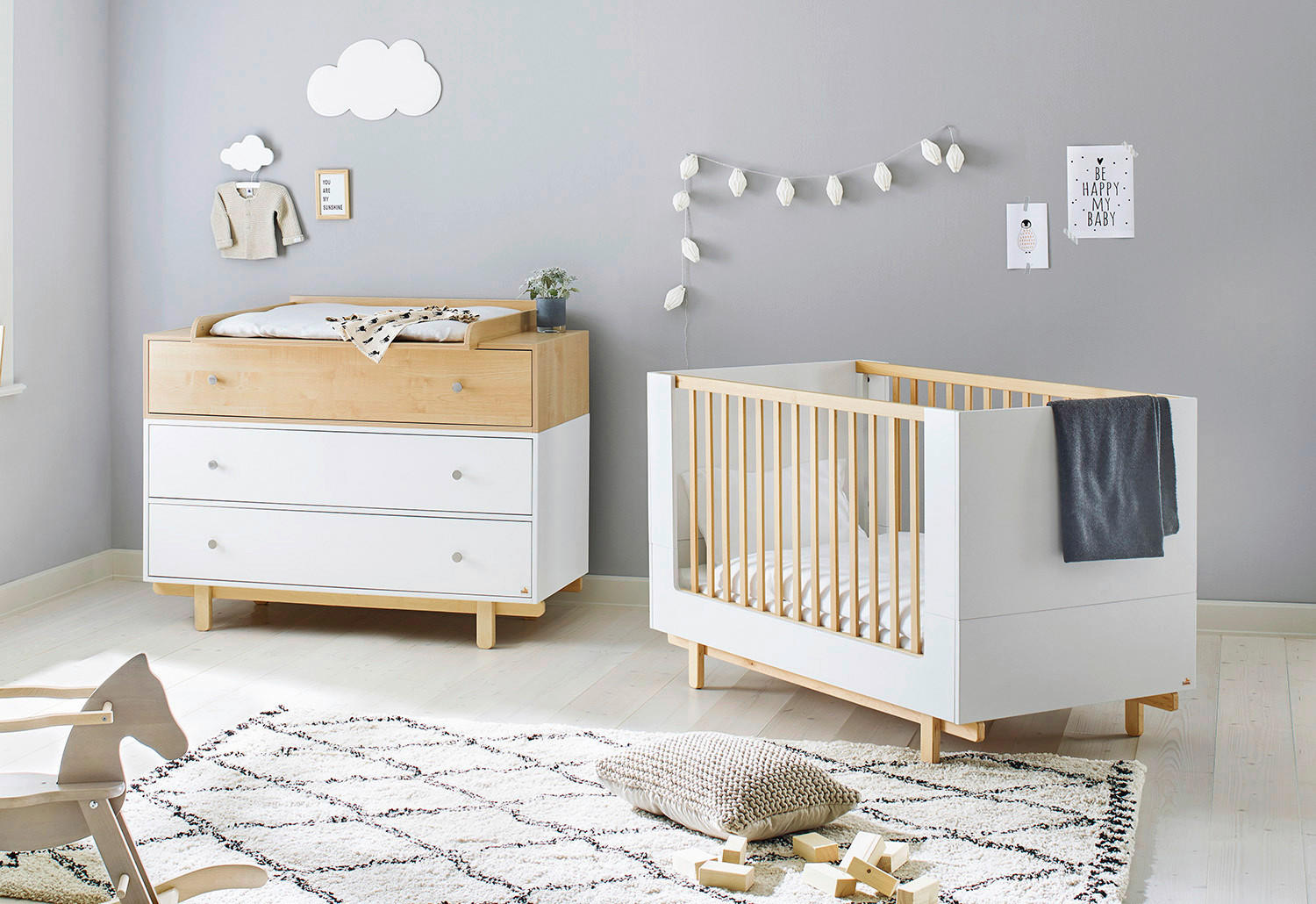 BABYZIMMER PINOLINO BOKS  - Ahornfarben/Weiß, Trend, Holzwerkstoff - Pinolino