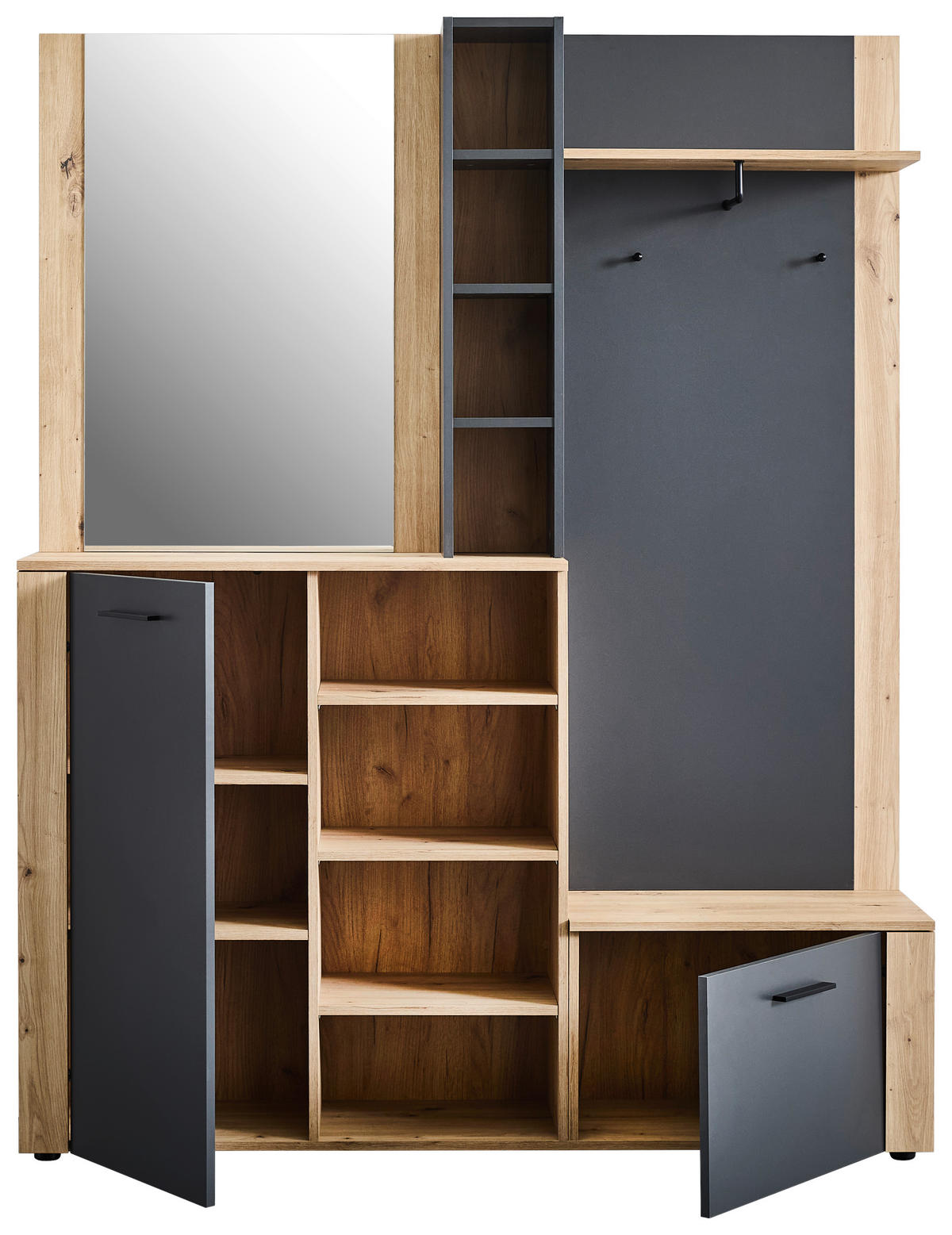 GARDEROBE 4-teilig  in 150/190/32 cm  - Anthrazit/Eiche Artisan, Design, Glas/Holzwerkstoff (150/190/32cm) - MID.YOU