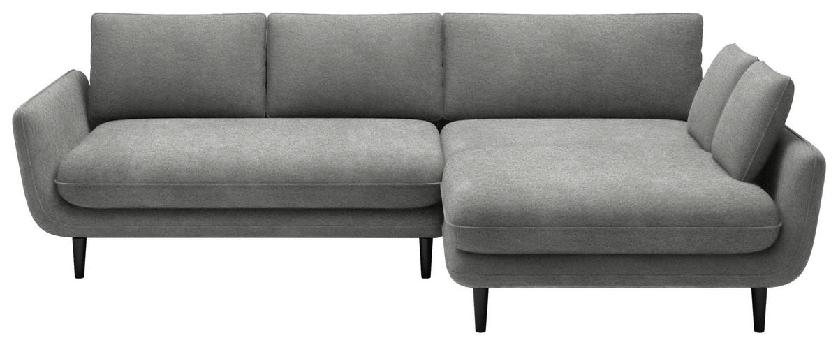 ECKSOFA in Velours Hellgrau  - Hellgrau/Schwarz, Design, Holz/Textil (260/167cm) - Welnova