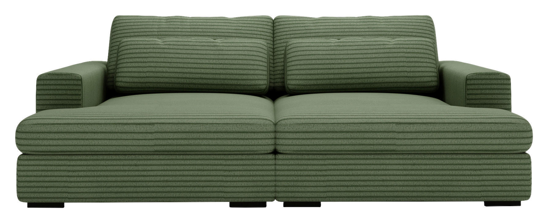 BIGSOFA Cord Grün  - Schwarz/Grün, Design, Textil (218/80/158cm) - home24