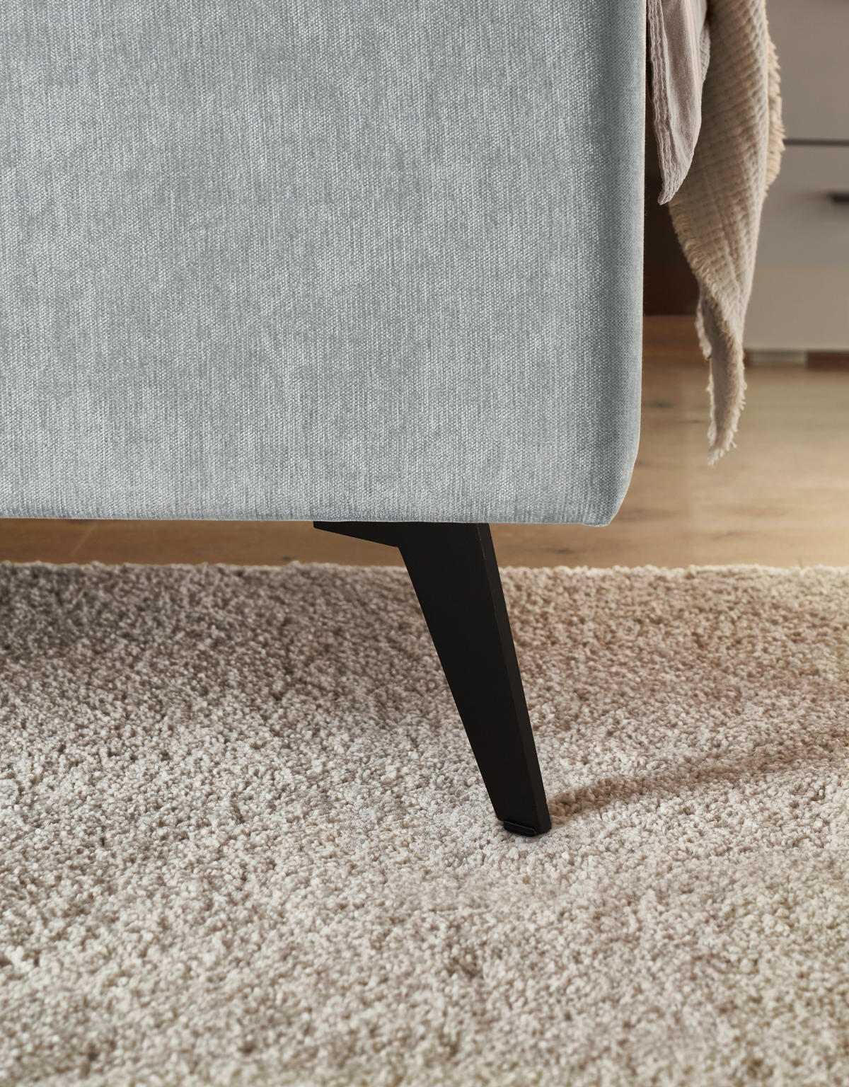 POLSTERBETT 180/200 cm,  in Hellblau,  - Schwarz/Hellblau, KONVENTIONELL, Textil/Metall (180/200cm) - SetOne by Musterring