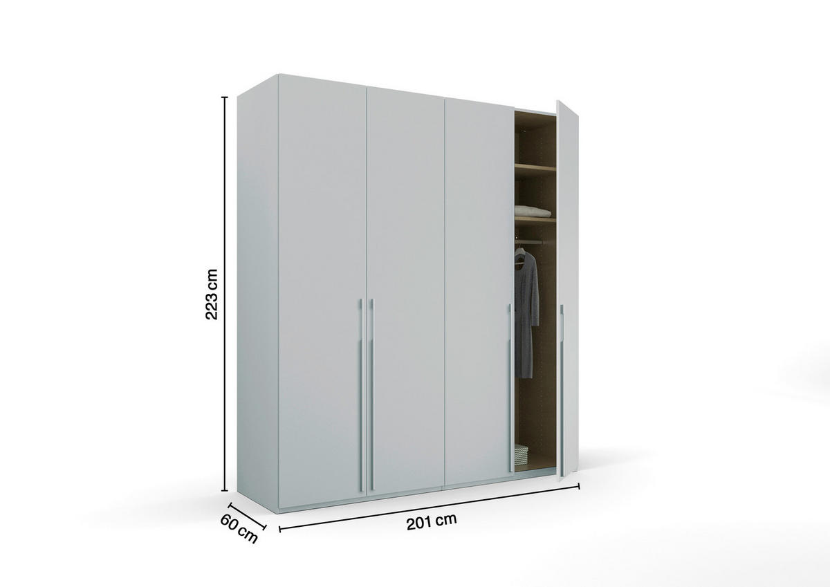 DREHTÜRENSCHRANK 201/223/60 cm 4-türig Grau  - Grau, Trend, Holzwerkstoff/Metall (201/223/60cm) - Novel