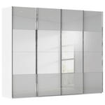 SCHWEBETÜRENSCHRANK  in Weiß, Seidengrau  - Chromfarben/Seidengrau, Design, Glas/Holzwerkstoff (271/223/68cm) - Novel