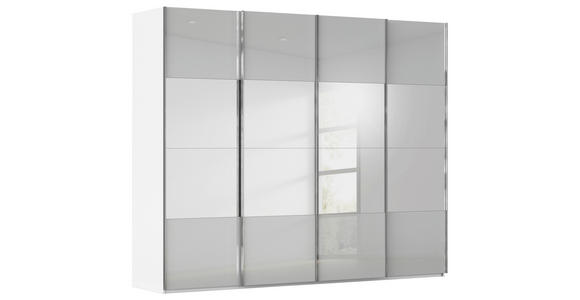 SCHWEBETÜRENSCHRANK 271/223/68 cm 4-türig Weiß, Seidengrau  - Chromfarben/Seidengrau, Design, Glas/Holzwerkstoff (271/223/68cm) - Novel