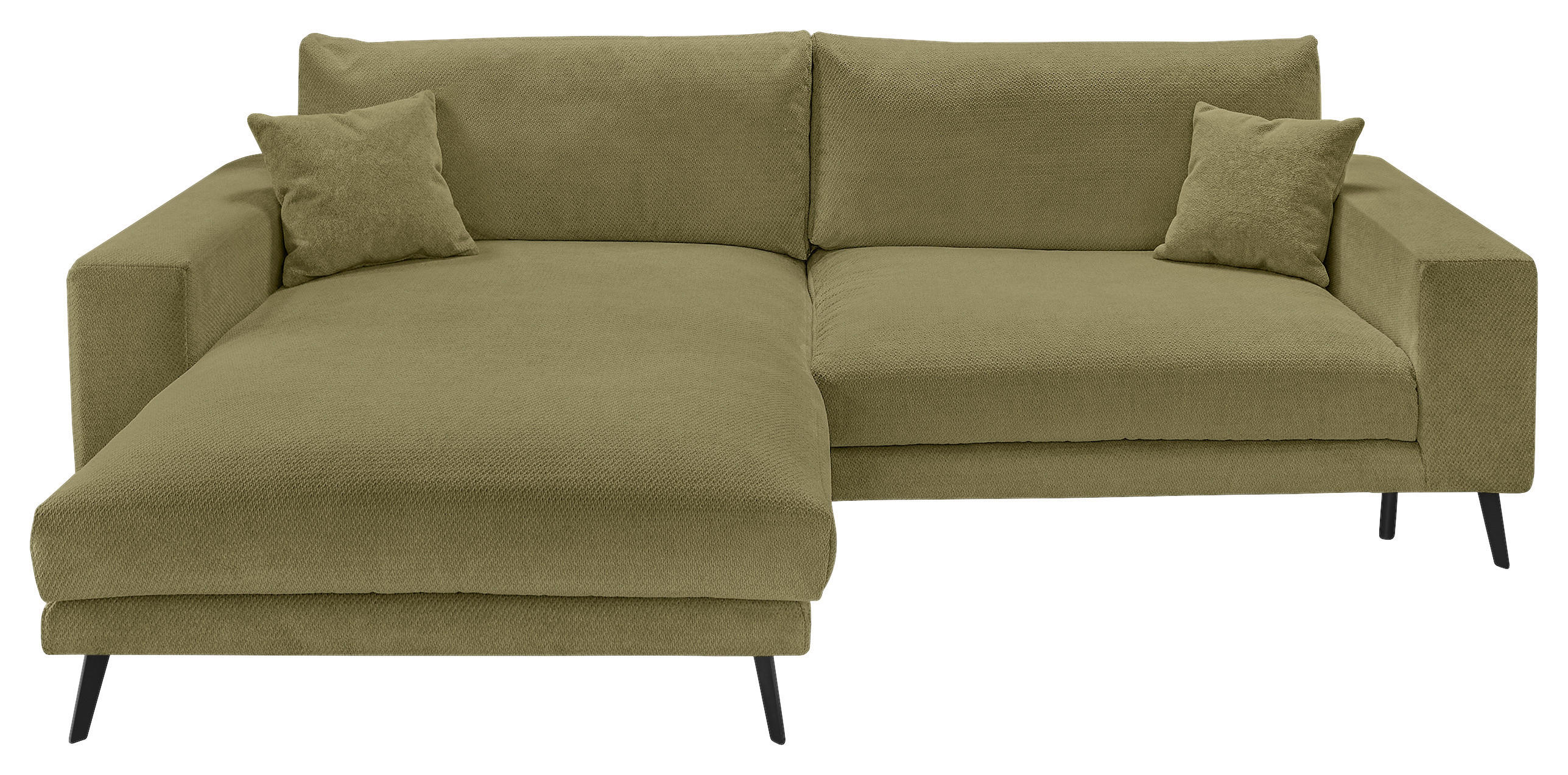 ECKSOFA Dunkelgrün Webstoff  - Dunkelgrün/Schwarz, KONVENTIONELL, Textil/Metall (196/269cm) - SetOne by Musterring